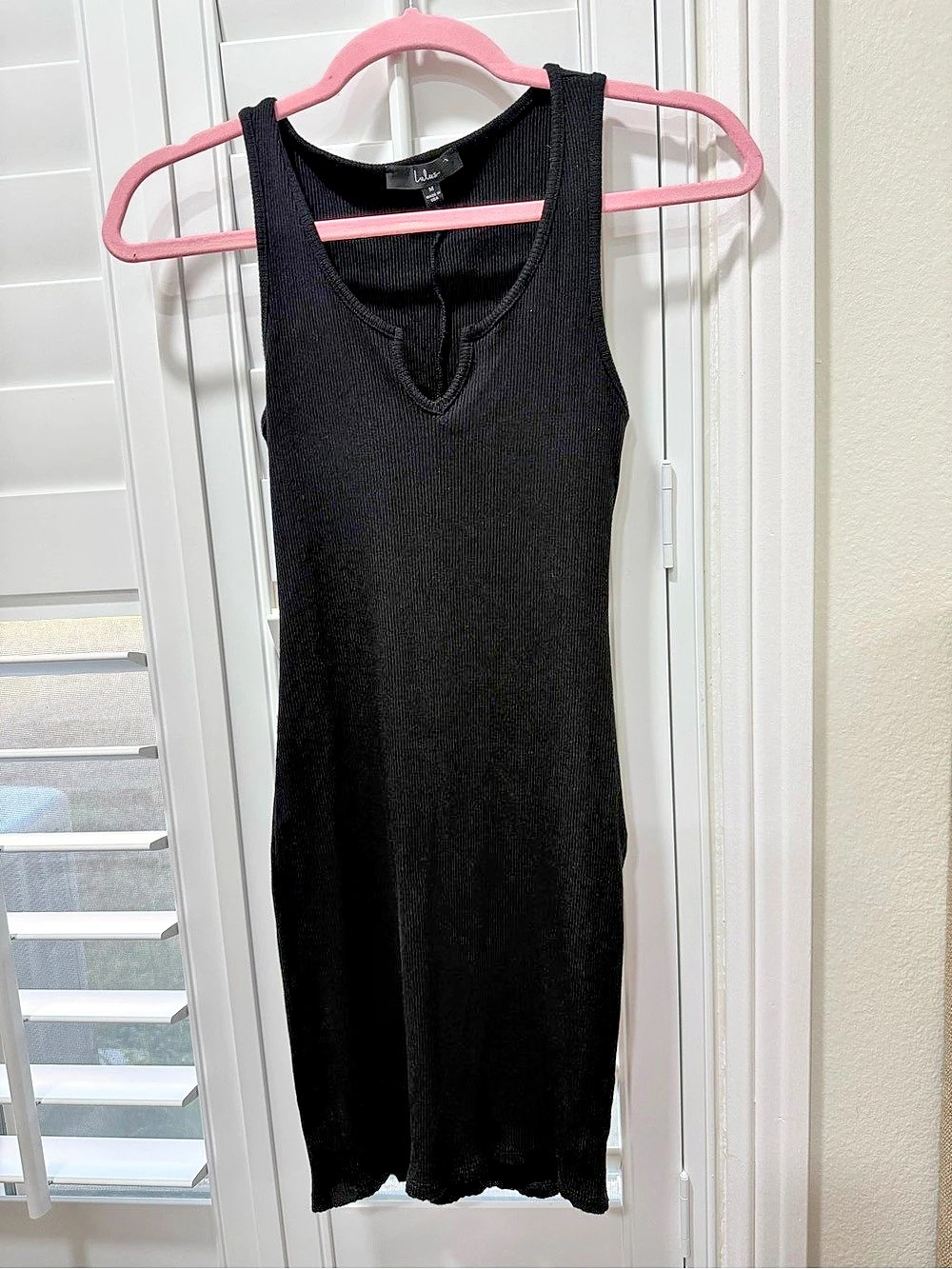 Lulus Go Figure Black Ribbed Bodycon Mini Dress Size Medium